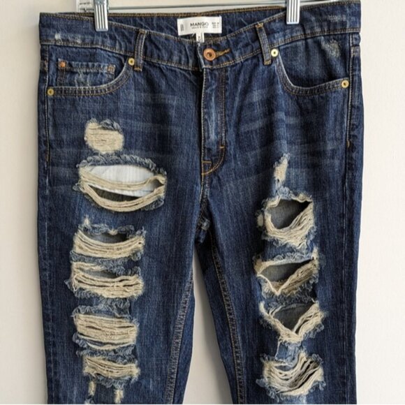 Mango Nancy Relaxed Crop Distressed Jeans - Picture 3 of 7